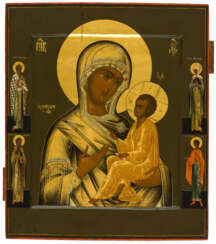 A VERY FINE-PAINTED RUSSIAN ICON SHOWING THE MOTHER OF GOD TICHVINSKAYA