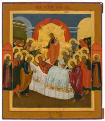 A RUSSIAN ICON SHOWING THE DORMITION OF THE MOTHER OF GOD