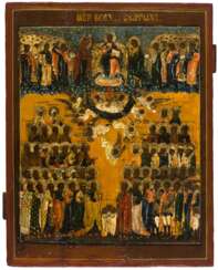 LARGE RUSSIAN ICON SHOWING THE RARE MOTIF OF ALL SAINTS
