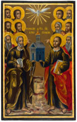 A MONUMENTAL GREEK ICON SHOWING THE SYNAXIS OF THE 12 APOSTLES