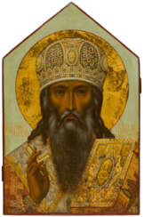 A LARGE AND RARE RUSSIAN ICON SHOWING ST. STEPHEN OF PERM