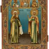 A VERY FINE PAINTED RUSSIAN ICON SHOWING ST. JOHN OF DAMASCUS AND ST. AGRIPPA - фото 1