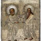 A RARE RUSSIAN ICON WITH SILVER OKLAD SHOWING THE ST. APOSTLES SILAS AND SILVANUS - фото 1