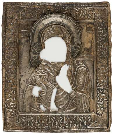 A RUSSIAN SILVER OKLAD OF THE MOTHER OF GOD FEODOROVSKAJA - фото 1