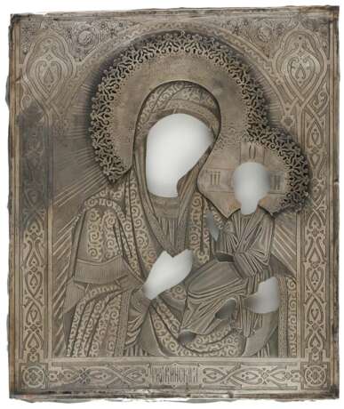 A RUSSIAN SILVER OKLAD OF THE MOTHER OF GOD TICHVINSKAYA - фото 1