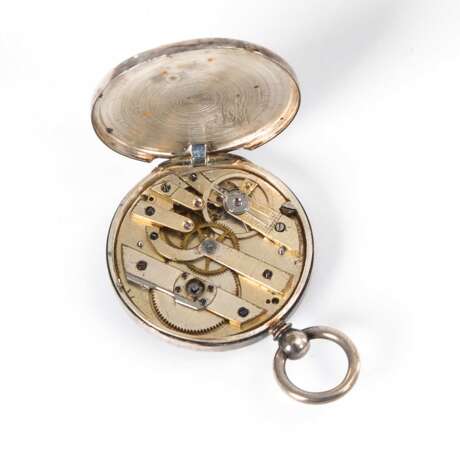 Silberne Münzuhr mit figürlichem Uhrstä - Foto 1