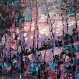 "Рассвет в зимнем лесу". Холст на подрамнике Масляная живопись Абстракционизм abstract landscape Москва 2021 г. - фото 1