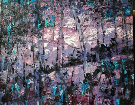 "Рассвет в зимнем лесу". Canvas on the subframe Oil painting Abstract art abstract landscape Москва 2021 - photo 2