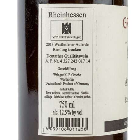 GROEBE 2 Flaschen WESTHOFENER AULERDE RIESLING 2013 / KIRCHSPIEL RIESLING SPÄTLESE 2005 - photo 5