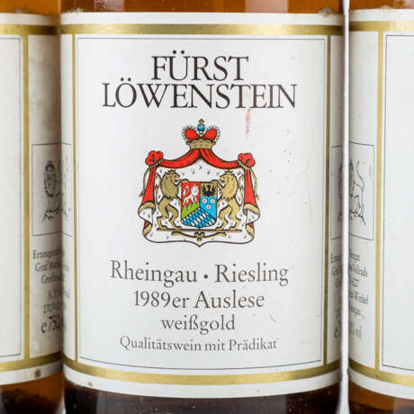 FÜRST LÖWENSTEIN 3 Flaschen AUSLESE WEIßGOLD 1989 - Foto 2