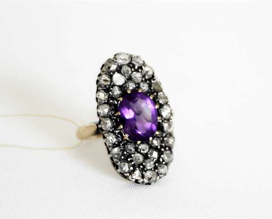 “Ring with amethyst 32 diamond and rose-cut ” - photo 1