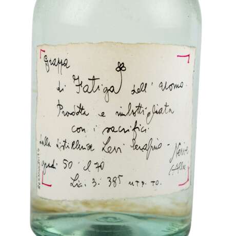 ROMANO LEVI 1 Flasche Grappa DESTILLERIE LEVI SERAFINO "di Fatiga dell'uomo", 1994 - photo 2