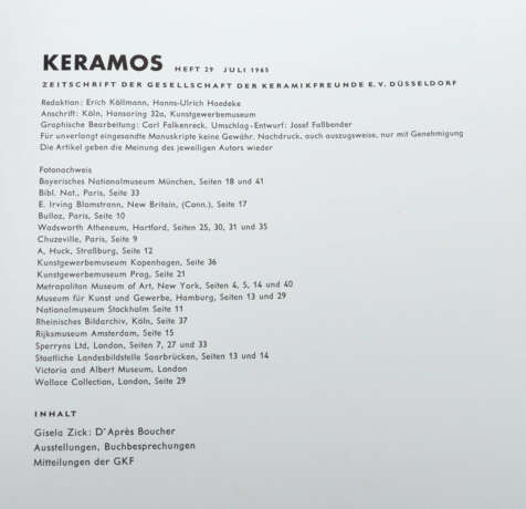Keramos | Zeitschrift der Gesellschaft der Keramikfreunde Düsseldorf - photo 3