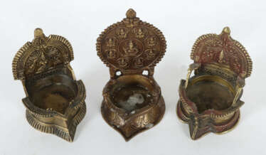 3 indische Öllampen alt bis antik