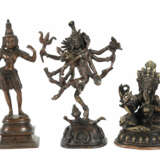 3 Bronzefiguren Indien - фото 1