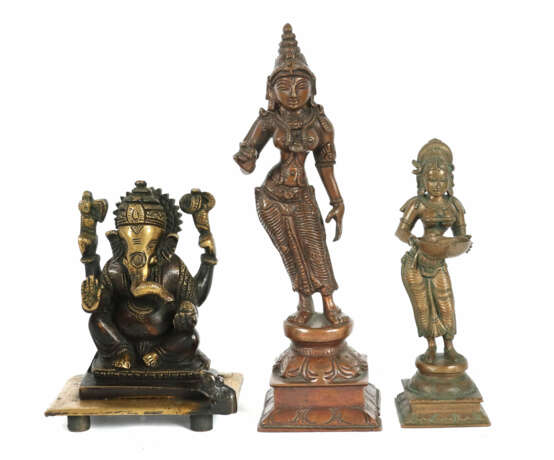 3 Bronzefiguren Indien - photo 1