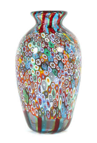 Millefiori Vase mit Streifendekor Murano - Foto 1