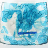 M. Trizulick ? Quadratische Schale aus massivem farblosem Glas mit blauen Wolken- bzw. Schliereneinschmelzungen - фото 2