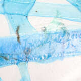 M. Trizulick ? Quadratische Schale aus massivem farblosem Glas mit blauen Wolken- bzw. Schliereneinschmelzungen - фото 3