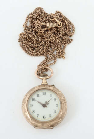 Kleine Damentaschenuhr an Uhrenkette Roségolddoublé - фото 1