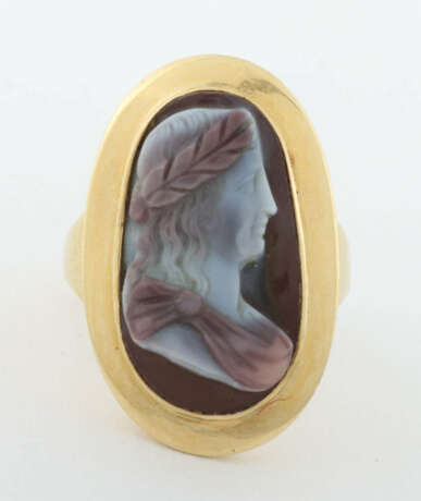 Kamee-Ring Gelbgold 750/Chalcedon (?) - Foto 1