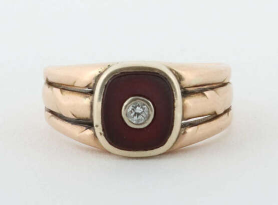 Onyxring mit Diamant Roségold 585 - photo 1