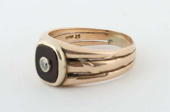 Onyxring mit Diamant Roségold 585 - photo 2