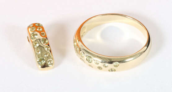 Ring mit Anhänger und 2 Sammlermünzen Gelbgold 585 - Foto 2