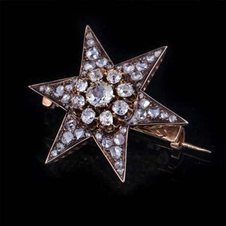 Брошь «Звезда» с бриллиантами и алмазами - Foto 1