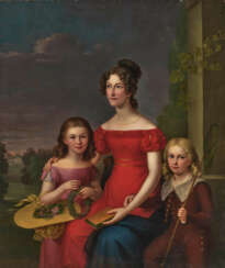 Carl Rothe, zugeschrieben - Herzogin Mathilde von Württemberg mit ihren beiden Kindern