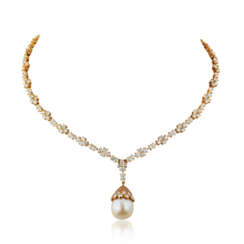 HARRY WINSTON CULTURED PEARL AND DIAMOND NECKLACE
