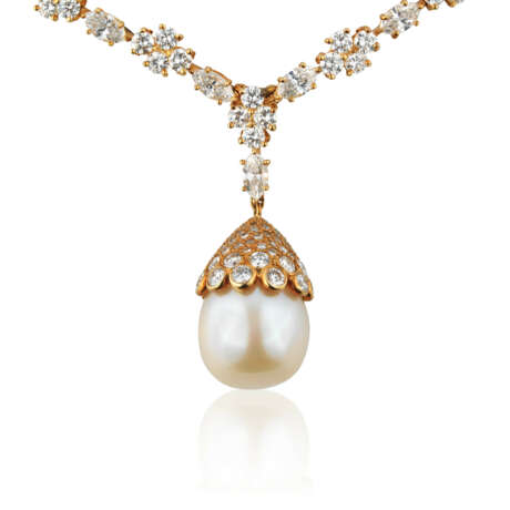 HARRY WINSTON CULTURED PEARL AND DIAMOND NECKLACE - фото 4