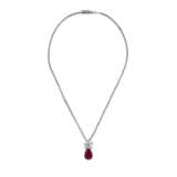 HARRY WINSTON RUBY AND DIAMOND EARRINGS; TOGETHER WITH A RUBY AND DIAMOND NECKLACE - photo 2