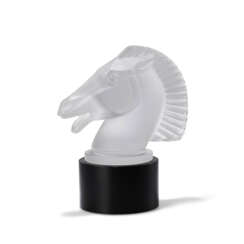 A LALIQUE 'LONGCHAMP' LIGHTED HORSE CRYSTAL FIGURINE