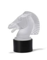 A LALIQUE 'LONGCHAMP' LIGHTED HORSE CRYSTAL FIGURINE