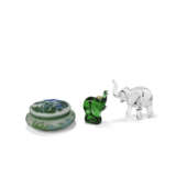 A BACCARAT LOET TANGANYIKA ELEPHANT CRYSTAL FIGURINE; TOGETHER WITH AN ELEPHANT GLASS FIGURINE AND A BOWL AND COVER - photo 1