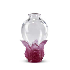 A LALIQUE LIMITED EDITION 'PIVOINES FUCHSIA' CRYSTAL VASE