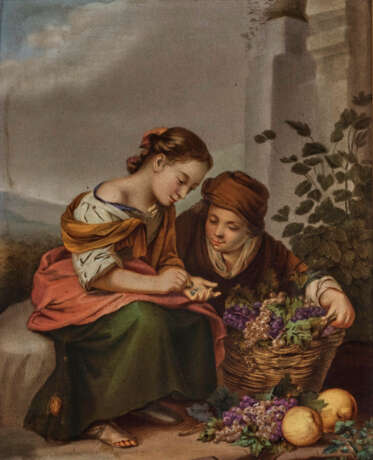 Porzellanbild - Nymphenburg, 2. Hälfte 19. Jh. ''Die kleine Obsthändlerin'' nach einem Gemälde von Bartolomé E. Murillo. - Foto 1