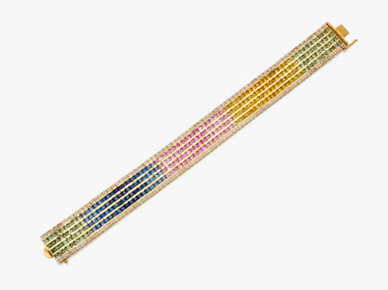 Armband mit regenbogenfarbenen Saphiren und Diamanten - photo 4