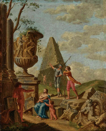 Italien (Giovanni Paolo Pannini, 1691 Piacenza - 1765 Rom, Nachfolge?) - Cappriccio mit Cestius-Pyramide und Vase Borghese - photo 1