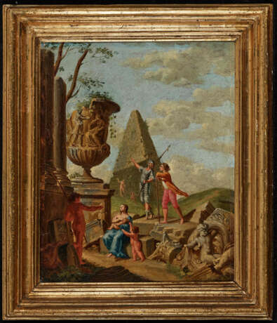Italien (Giovanni Paolo Pannini, 1691 Piacenza - 1765 Rom, Nachfolge?) - Cappriccio mit Cestius-Pyramide und Vase Borghese - Foto 2