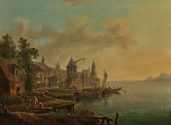 Deutsch (Christian Georg Schütz, 1718-1791, Umkreis ?) Ende 18. Jh. - Flusslandschaften mit Figurenstaffage - Foto 3