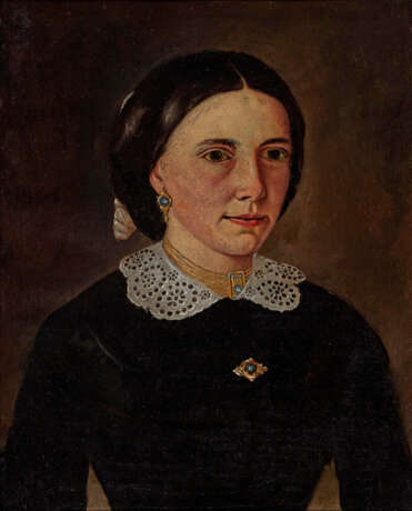 Bayern um 1830/40 - Bildnis einer jungen Frau mit Riegelhaube - photo 1