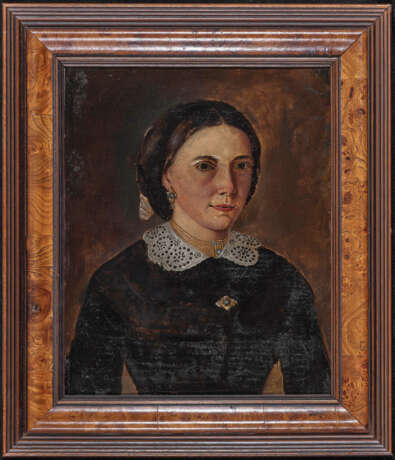 Bayern um 1830/40 - Bildnis einer jungen Frau mit Riegelhaube - photo 2