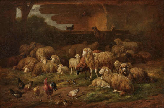 Louis (Ludwig) Reinhardt - Schafe und Hühner im Stall - Foto 1