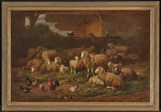 Louis (Ludwig) Reinhardt - Schafe und Hühner im Stall - Foto 2