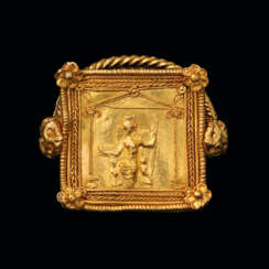 A GREEK GOLD FINGER RING WITH CYBELE