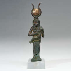 AN EGYPTIAN BRONZE ISIS AND HORUS