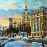 Закат на Пролетарской Холст на подрамнике Масляные краски Современное искусство пейзаж город Россия 2022 г. - фото 1