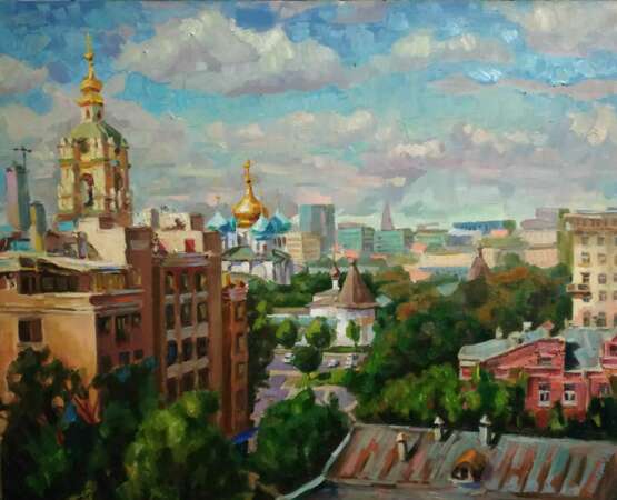 Новоспасский монастырь на Таганке Oil paint Contemporary art Cityscape Russia 2022 - photo 1